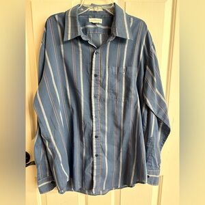 ❤️ J.J. Cochran Men’s Classic Blue Striped Button-Down Shirt